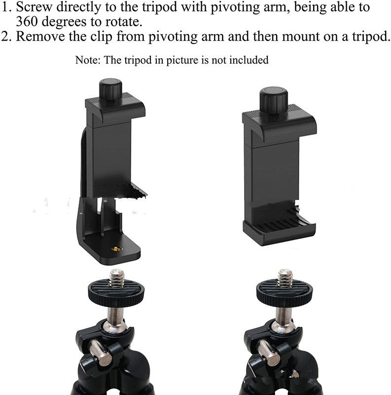 Compatible with Apple, Mobile Phone Clip Tripod Pan Tilt Transfer Self Timer Live Broadcast Bracket Fixing Clip