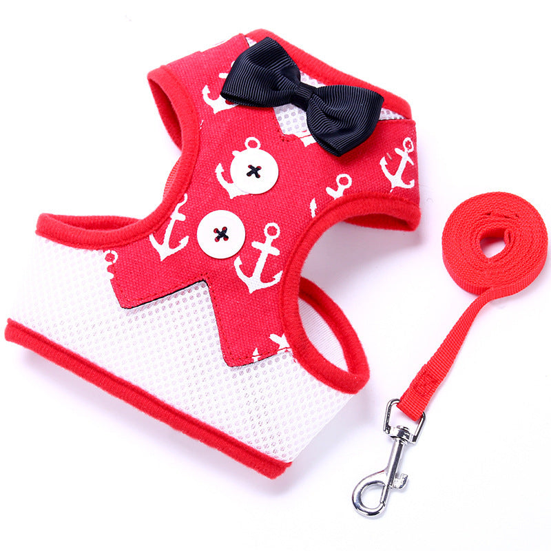 Dog leashes Small dog Teddy vest-style bow evening dress chest straps Pet supplies