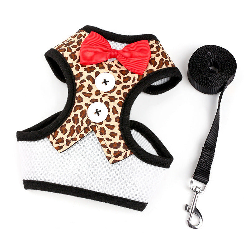 Dog leashes Small dog Teddy vest-style bow evening dress chest straps Pet supplies