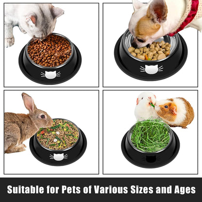 Pet Bowls For Small Cats, Non-Slip Stainless Steel Cat Food Bowls With Removable Rubber Base