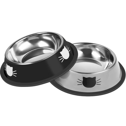 Pet Bowls For Small Cats, Non-Slip Stainless Steel Cat Food Bowls With Removable Rubber Base