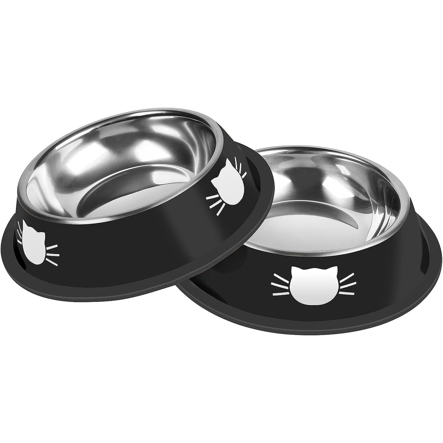 Pet Bowls For Small Cats, Non-Slip Stainless Steel Cat Food Bowls With Removable Rubber Base