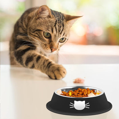 Pet Bowls For Small Cats, Non-Slip Stainless Steel Cat Food Bowls With Removable Rubber Base